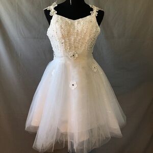 White LED Light Up Lace and Tulle Fit and Flare Dress